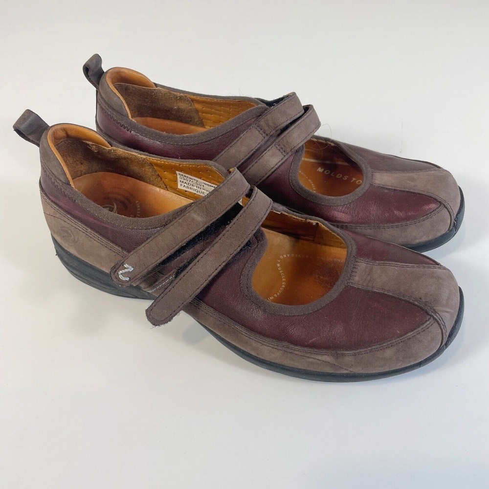 Z7 Serenity Mary Jane Flat Comfort Shoes Womens 5.5‎ Brown Leather Waterproof